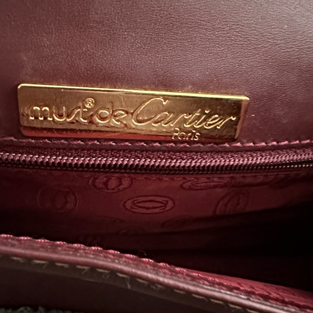 AUTHENTIC Cartier Shoulder Bag Burgundy Leather Crossbody Bag or clutch with COA - Picture 6 of 13